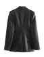 Fashion Black Faux Leather Double-breasted Blazer