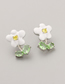 Fashion White Floral Stud Earrings Copper Inlaid Zirconium Flower Stud Earrings