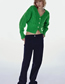 Fashion Green Knitted Button-down Cardigan