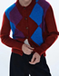 Fashion Red Diamond Knit Buttoned Crew Neck Cardigan