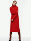 Fashion Red Turtleneck Knitted Dress