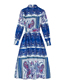 Fashion Blue Woven Print Dress