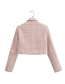 Fashion Pink Solid Check Lapel Double-breasted Cropped Blazer
