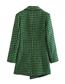 Fashion Green Woven Houndstooth Single-button Blazer