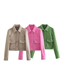 Fashion Pink Solid Lapel Button Jacket