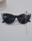 Fashion Grey Metal Diamond Geometric Fringe Cat Eye Large Frame Sunglasses
