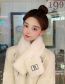 Fashion Thick White Faux Rabbit Patch Crossover Scarf