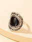 Fashion Silver Alloy Set Round Black Treasure Wide Ring