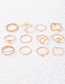 Fashion Gold Alloy Geometric Heart Cutout Irregular Ring Set