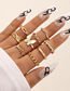Fashion Gold Alloy Geometric Butterfly Alphabet Ring Set