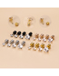 Fashion Gold 6mm Stainless Steel Slim Rod Set Zirconium Pierced Stud Earrings