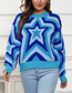Fashion Khaki Contrast Star Knit Long Sleeve Pullover Sweater
