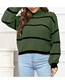 Fashion Khaki Striped Balloon Sleeve Knit Turtleneck Sweater