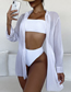Fashion White Solid Chiffon Breasted Sun Protection Cardigan