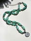 Fashion Green Aquatic Onyx Beaded Medal Necklace