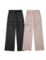 Fashion Black Silk-satin Solid Straight-leg Cargo Trousers