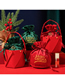 Fashion Red Felt Bucket + Christmas Green Flannel Bag Flannel Drawstring Hair Sticky Bucket Portable Gift Bag