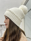 Fashion Ruffled Rabbit Fur Beige Wool Knit Ruffled Fur Ball Hat