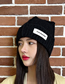 Fashion Grey Blue Polyester Letter Patch Wool Knit Pullover Hat