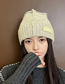 Fashion Grey Blue Polyester Letter Patch Wool Knit Pullover Hat