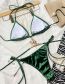 Fashion Green Nylon Diamond Halter Strap Split Swimsuit