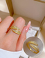 Fashion Gold Copper Zirconium Leaf Open Ring