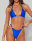 Fashion Blue Nylon Halterneck Cutout Split Swimsuit
