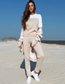 Fashion Pink Wool Knit Crew Neck Short Sleeve Check Cardigan Trousers Set