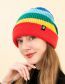 Fashion Rainbow Hat Rainbow Stripe Knitted Pile Cap