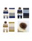 Fashion White + Gray + Blue [three-piece Set] Acrylic Knit Striped Five Finger Gloves Scarf Pullover Hat Set