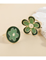 Fashion Green Alloy Drip Oil Flower Ring Set
