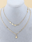 Fashion Gold Metal Geometric Chain Pentagram Double Layer Necklace