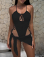 Fashion Black Polyester Halter Cutout Lace-up Two-piece Swimsuit