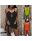Fashion Orange Polyester Halter Cutout Lace-up Two-piece Swimsuit