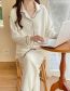 Fashion 77012 White Lapel Music Note Cotton Sandwich Air Cotton Maternity Nursing Pajamas Set