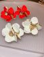 Fashion Red Three-dimensional Oil Drop Flower Earrings