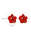 Fashion Red Three-dimensional Oil Drop Flower Earrings