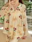 Fashion V-neck Pinwheel Chrysanthemum Cotton Long-sleeved Double Gauze Print Pajama Set