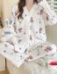 Fashion 99230 Lapel Bear Coral Fleece Cartoon Maternity Pajamas Set
