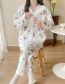 Fashion 99230 Lapel Bear Coral Fleece Cartoon Maternity Pajamas Set
