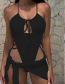 Fashion Black Spandex Halterneck Lace-up Swimsuit Two-piece