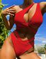 Fashion Red Spandex One-shoulder Cutout One-piece Swimsuit