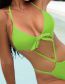 Fashion Green Spandex Halterneck Lace-up Swimsuit
