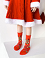 Fashion Red:yellow And Blue—045 3 Pairs Of Batches Cotton Christmas Print Socks Set