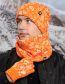 Fashion Orange Wool Knit Cashew Flower Print Scarf Gloves Pullover Hat Set