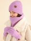 Fashion Light Purple Three-piece Suit Acrylic Knit Labeled Scarf Hat Gloves Three Piece Set