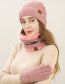 Fashion Pink Three-piece Suit Chenille Knit Label Scarf Hooded Gloves Three-piece Set