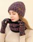 Fashion Black + Gray + Brown Three-piece Suit Chenille Knit Label Scarf Hooded Gloves Three-piece Set