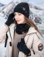 Fashion Black + Gray Three-piece Suit Chenille Knit Label Scarf Hooded Gloves Three-piece Set