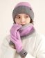 Fashion [blue + Gray] Three-piece Double-sided Wear Acrylic Knit Labeled Scarf Hat Gloves Three Piece Set